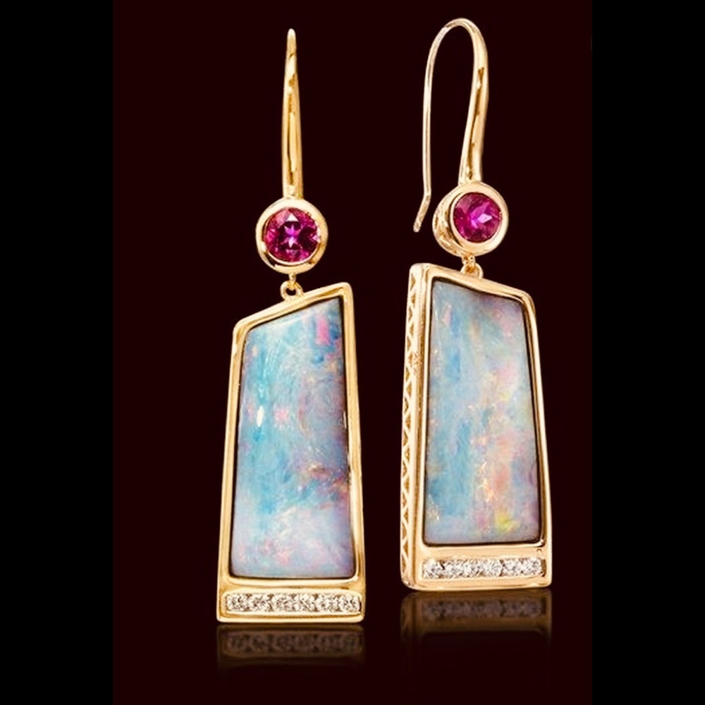 Gold filled 18K Natural Opal Gemstone Earrings